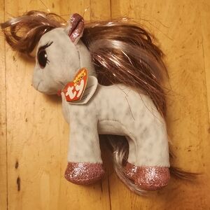 Ty White and Pink Stuffed Animal Plush